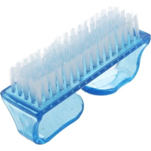 Clear Blue Handle Nail Manicure File Cleaning Brush