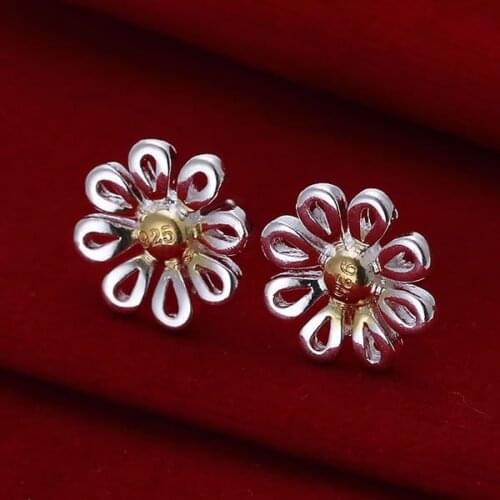 925 Jewelry Silver Color Wholesale Free Shipping Earrings For Women Chrysanthemum Earrings /abjaisqa Abiaispa LQ-E014
