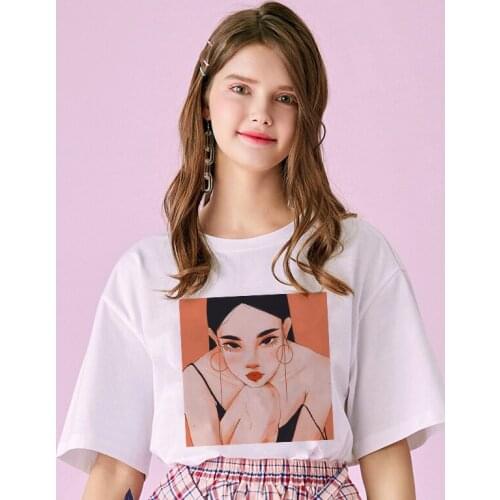 New printed beauty T-shirt ladies casual funny cartoon printed T-shirt Harajuku fashion T-shirt summer short-sleeved shirt women