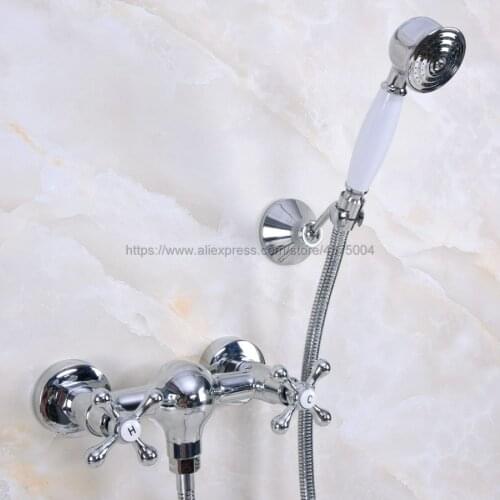 Bathroom Faucet Chrome Bath Faucet Mixer Tap With Hand Shower Head Shower Faucet Set Wall Mounted Nna279