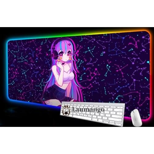 Gaming Pad DIY Moneko Large Mouse Desk Mat Led Pink Pc Gamer Mats Backlit Keyboard With Rgb Rug Computer Game Cute Padmouse XL