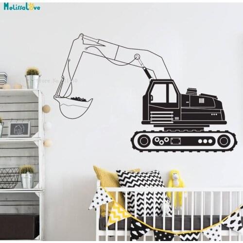 Exquisite Excavator Wall Sticker Decals Vinyl Stencil Silhouette Home Decor Kids Boy Room Removable Nursery Art Murals YT1911