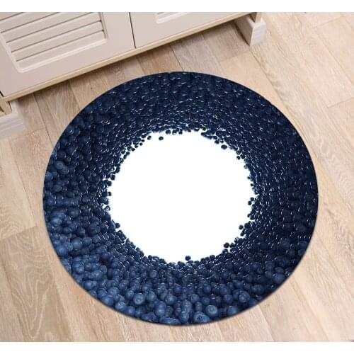 Rotating Fruit Blueberries Round Dining Room Area Rugs Childrens Room Floor Cushion Bathroom Non-Slip Carpets Kitchen Door Mat