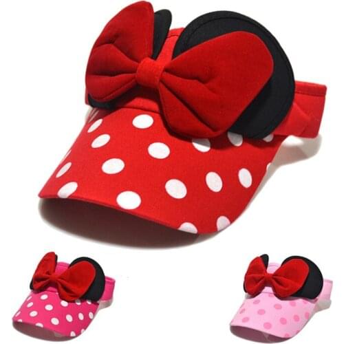 Summer Baby Sun Hat Cute Big Bow Girls Baseball Cap Cartoon Dot Empty Top Kids Hat Sunscreen Visor Caps