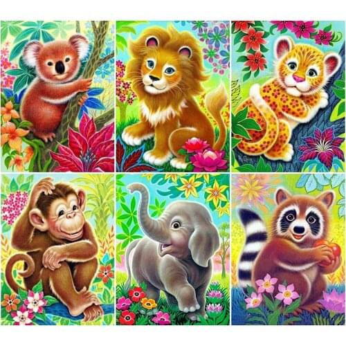 AMY-Animal Mosaic, 5D Diamond, Square / Round Diamond, Elephant Embroidery Kit, Cross Stitch, Cartoon, DIY, Home Decoration