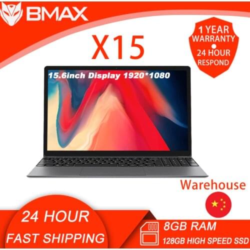 BMAX X15 15.6" 8GB RAM 128GB SSD Laptop Display 1920 x 1080 Intel Celereon N4120 Windows 10 Full Sized Keyboard Office Notebook
