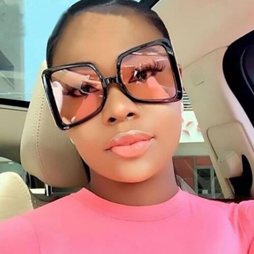 Oversize hollow out wide leg alloy sunglasses for women vintage gradient pink gold square cat eye sun glasses female sexy shades