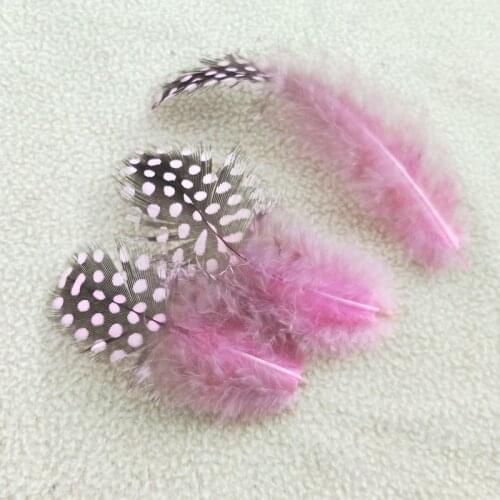 Wholesale 20pcs / lot beautiful natural pink guinea fowl feathers 2-4inches / 5-10cm beautiful dot pattern pearl feather