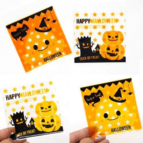 Halloween Cookies Candy Wrapping Bags, Self Adhesive Plastic Seal Bag, Party Gift Packaging 100pcs/lot