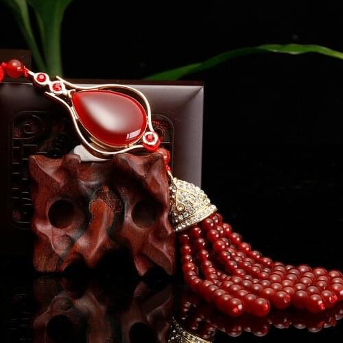 Car Pendants Red Agate Hanging Decoration Automobiles Interior Rearview Mirror Suspension Ornaments Home Decor Accessories Gifts