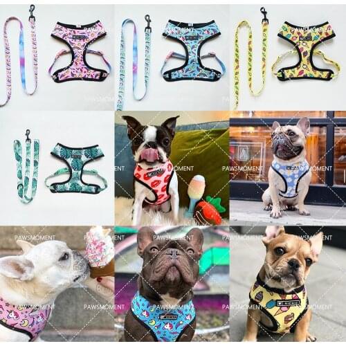 Luxury Fashion Pet Dog Harness for Small Medium Dogs Leash for French Bulldog Collar Chihuahua Dog Accessories for Yorkies S-XL