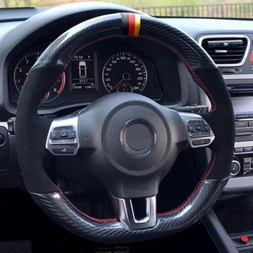 Hand-Stitched Genuine leather Suede Car Steering Wheel Cover For Volkswagen Golf 6 GTI MK6 / Polo GTI / Scirocco R Passat CC