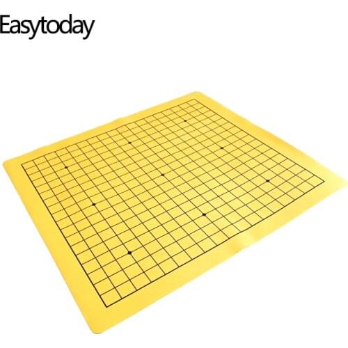 Easytoday One Side Go Game Chessboard Games Synthetic Leather Suede 19 Line Road Weiqi Chess Board High-quality