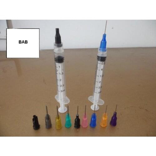3cc/ML Luer lock Dispensing syringe w / 1/2-inch 14G to 30G Blunt dispense Needle Glue Adhesive henna/mendhi Liquid w / tip cap