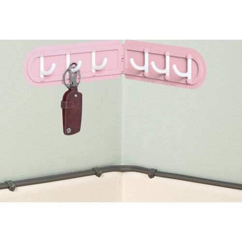 Nordic Minimalist 6 Hooks Foldable Wall Hook Corner Hanger Hat Rack Kitchen Bathroom Living Room Corner Shelf Universal Hook