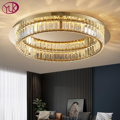 New modern led crystal chandelier for ceiling bedroom living room gold cristal lamp home decor round circle lighting fixture