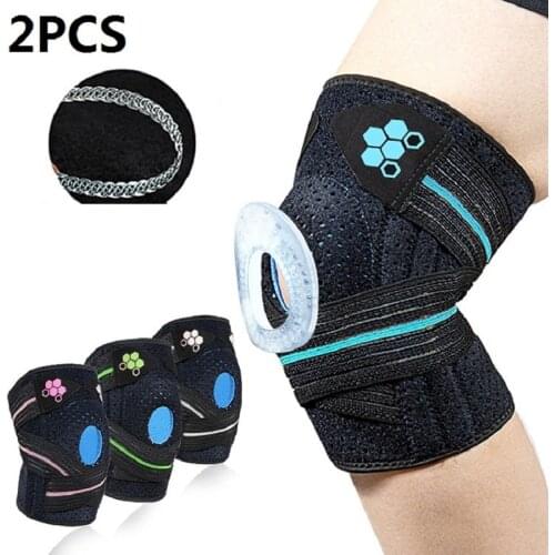 2PCS Sport Knee Pads Cycling Knee Brace Compression Orthosis Springs Support Knee Protector Gym mtb Arthritis Work Knee Guard