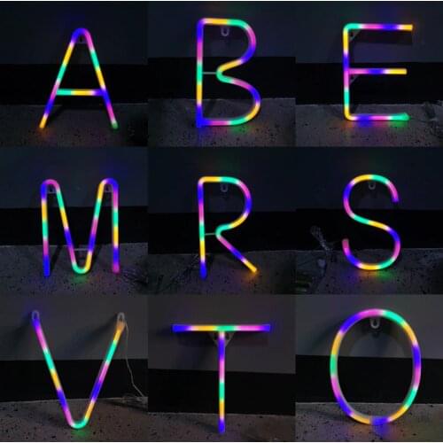 LED Colourful Alphabet Letter Sign Neon Lights For Room Wall USB Battery Operated Fairy Festoon Garland Christmas Decoration