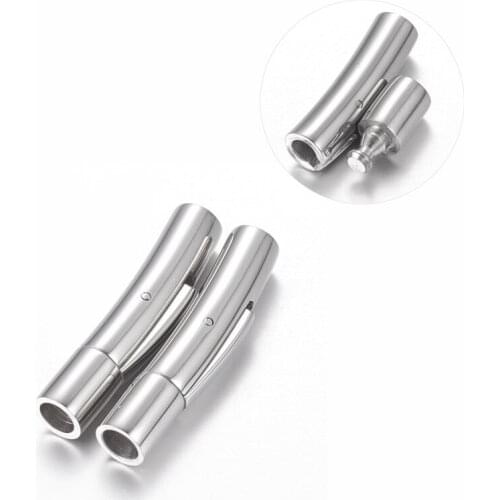 20 Sets Hole 3 4 5 6 7mm Column 316 Stainless Steel Screw Clasps Double Safety Buckle for Jewelry Making DIY Accessories Finding