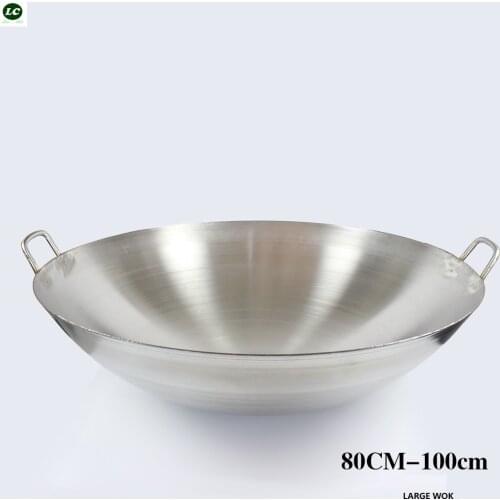100cm Wok Stainless Steel Wok Pan Cooking Wok Cookware Utensil Commercial Use Frying Pan cooking pot