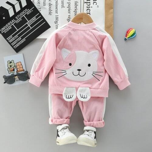 IENENS Girl Coat Clothing Sets Casual Outfits Baby Cute Clothes Suits Zipper Jackets + Pants 0-4 Years Autumn Outing Wear