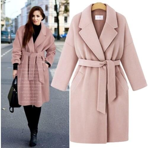 Donsignet Autumn Winter New Plus Size Turn-down Collar Woolen Coat Womens Cardigan Jacket