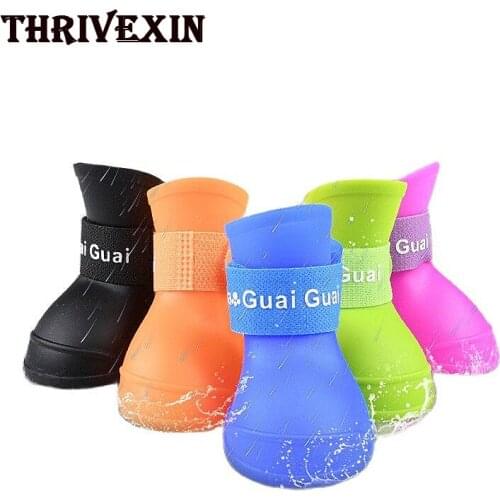 Pet Snow Shoes Dog Rain Boots Dogs Silicone Booties Waterproof Anti-Slip Adjustable for Rainy Snow Weather zapatos perro sapato