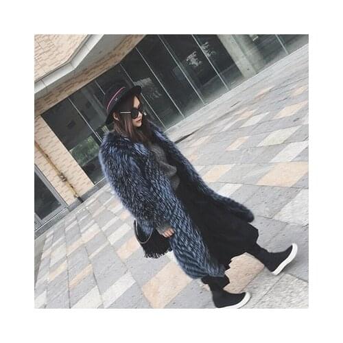 Winter fashion silver fox knife process of super long long sleeve fur coat