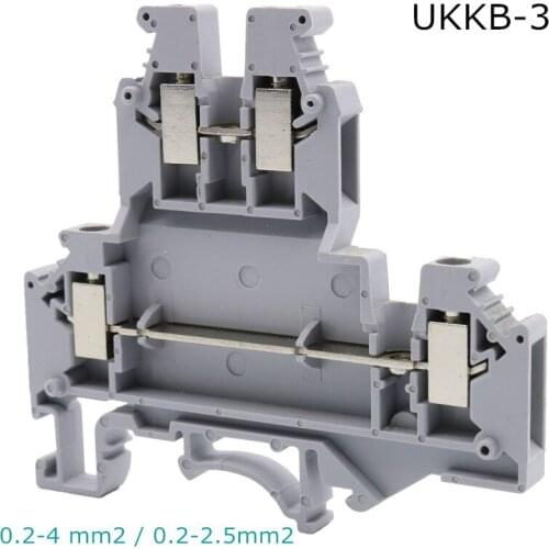 10pcs Phonex Type UKKB-3 Din Rail Wiring Conductor Quick Connector Thin Modular Double-layer Screw Terminal Blocks UKKB 3