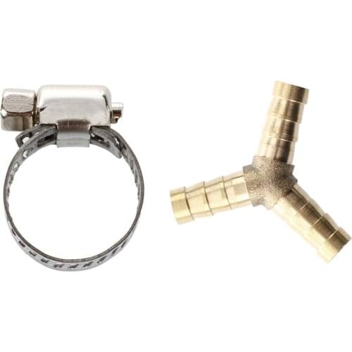 10 Pcs 13mm To 19mm Hose Pipe Clamps Clips Fastener & 2 Pcs Brass Y Style 3 Ways Hose Barb Connectors Adapters