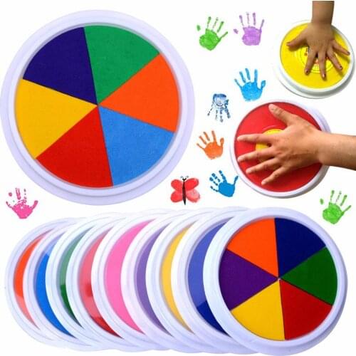 12 Colors Ink Pad Stamp DIY Finger Painting Craft Cardmaking Large Round For Kids Education Drawing Toys Interactive Toys