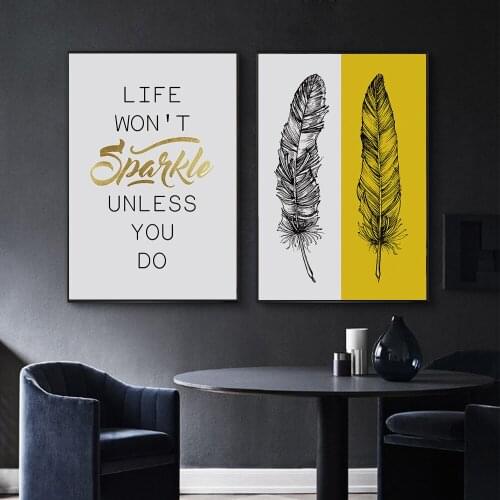 2 piece Inspirational Canvas Art room decorative wall paintings feather oil painting art print on canvas
