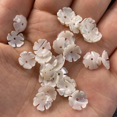 3pcs Carven White Shell Flower Pure Natural Material Petals 3D Flower Beads For Handmade Necklace DIY Jewelry Making