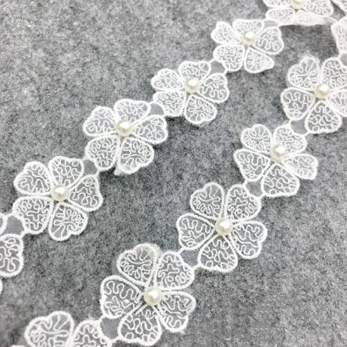 3Yards Three-dimensional Petals Beaded Lace For Women Wedding Dress Clothes DIY Handmade Sewing Craft Lacework Accessories