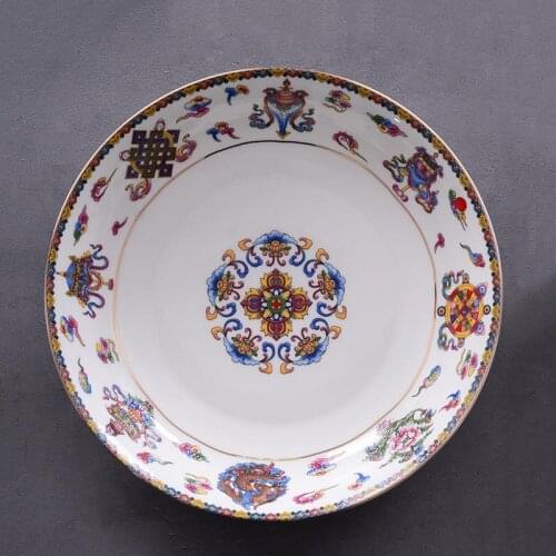 7inch Jingdezhen Ceramic Food Plate Chinese Bone china Color Enamel Tableware Kitchen Utensils Porcelain Dinner Plates Dish Gift