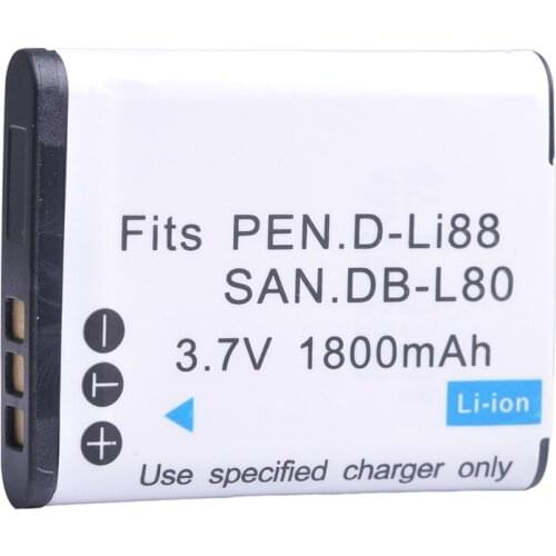 1Pc 1800mAh D-Li88 DLI88 DB-L80 VW-VBX070 Li-ion Battery for Pentax Optio H90 P70 P80 W90 WS80 Cameras Sanyo Xacti DMX-CG11 VP