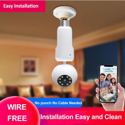 1080P Wifi Wireless Ip Camera 360° Rotate Auto Tracking Panoramic Camera Light Bulb Remote Viewing Security Surveillance