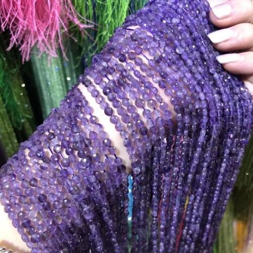 Small Beads Natural Stone Beads Natural Amethys 4mm Section Loose Beads for Jewelry Making Necklace DIY Bracelet