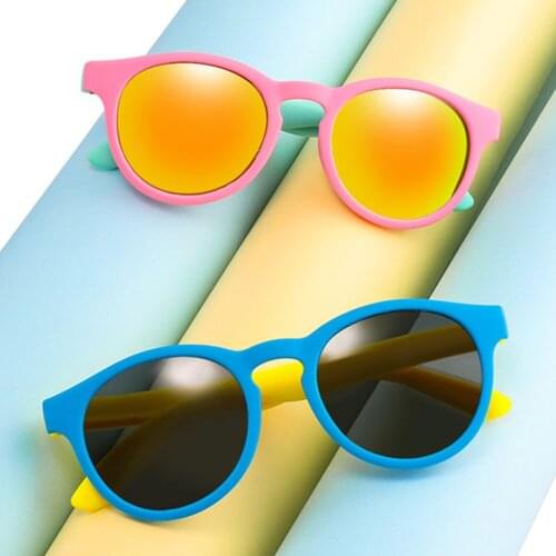 Colorful Flexible Kids Sunglasses Polarized Boys Girls Round Sun Glasses Child Baby Eyewear Silicone Eyeglasses UV400
