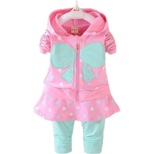 Kids Clothes Baby Girl Sets Fashion Cotton Quality Dot Print Hooded Set For Girl Outfit Toddler Infant Children Suit 1 2 3 Years