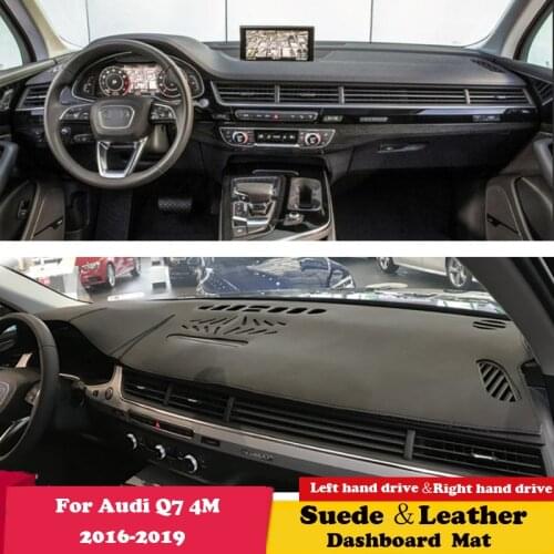 For Audi Q7 4M 2016 2017 2018 2019 S-line Leather Dashmat Dashboard Cover Sunshade Protect Carpet Dash Mat Accessories Suede