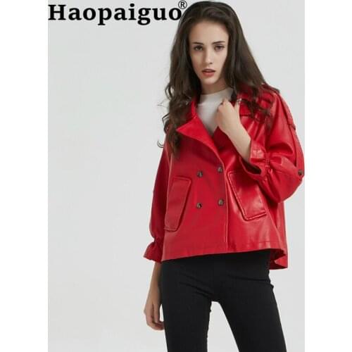 Женские зимние кожаные куртки Haopaiguo China At AliExpress