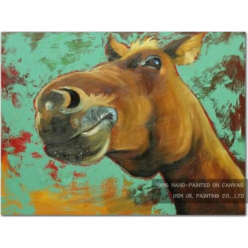 Artist Pure Hand-painted High Quality Modern Abstract Funny Donkey Oil Painting on Canvas Smile Donkey Oil Painting for Home