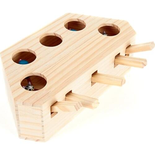 Cat Toy Wooden Hunt Mouse Toy Interactive Toy for Cat Whack a Mole Game Funny Kitten Puzzle Toy Cat Supplies