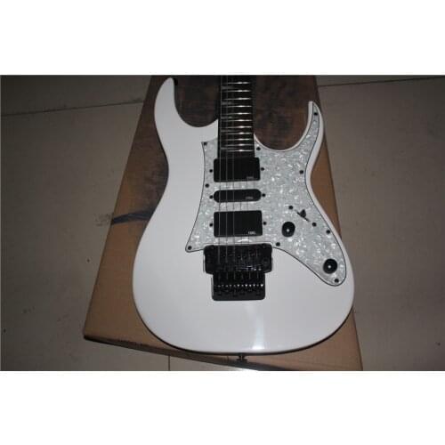 Custom 6 string guitar,white guitar basswood body,shell inlay,tremolo bridge,HSH pickups,pearl shell pickguard