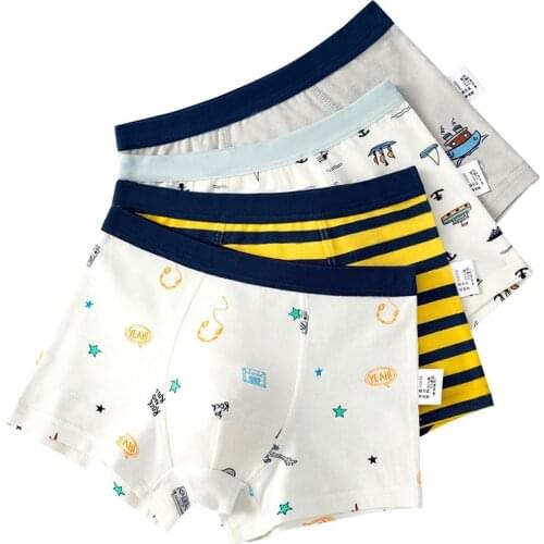 Class A Striped Boys Boxer Underwear Kids 100% Cotton Boy Shorts Bottoms Boys Clothes for 3 4 6 8 10 12 14 Years Old OKU203017