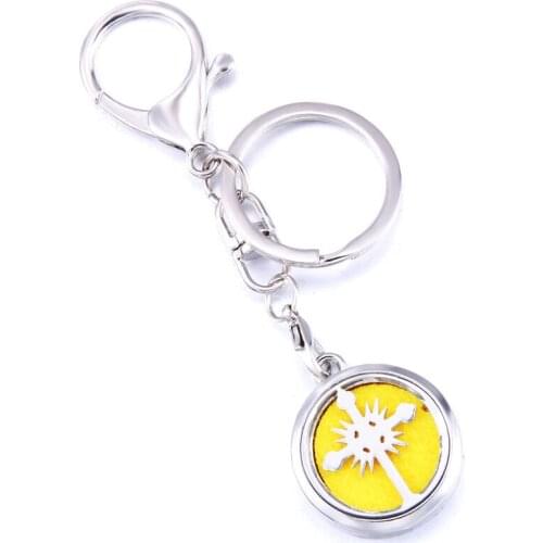 Creative Cross Open Aroma Keychain Stainless Steel Locket Keyring Perfume Aromatherapy Essential Oil Diffuser Box Car Keychain