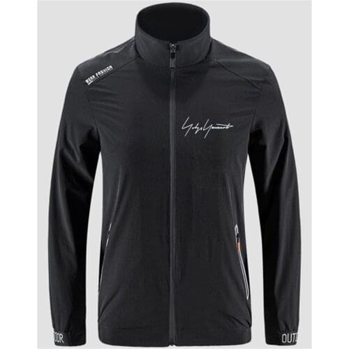 Motorcycle Jacket Line Words Logo Slim Sport Outdoor Zippered Comfortable Soft Jacket Mens Casual Front Printing Asian Size