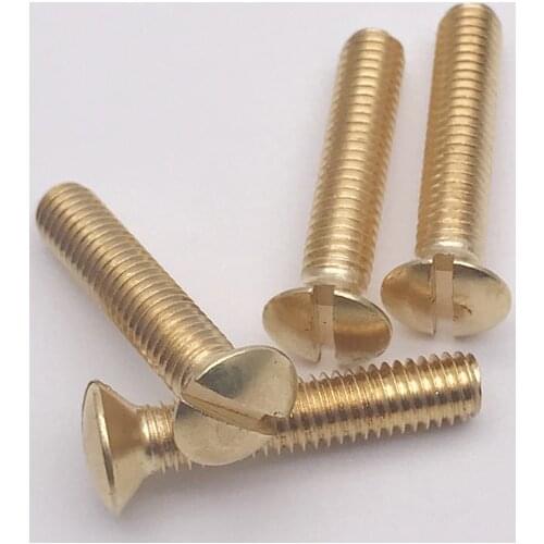 5pcs M3.5 brass Slotted half countersunk screws bolts one word head screw mechanical brassiness bolt DIN964 20mm-50mm length