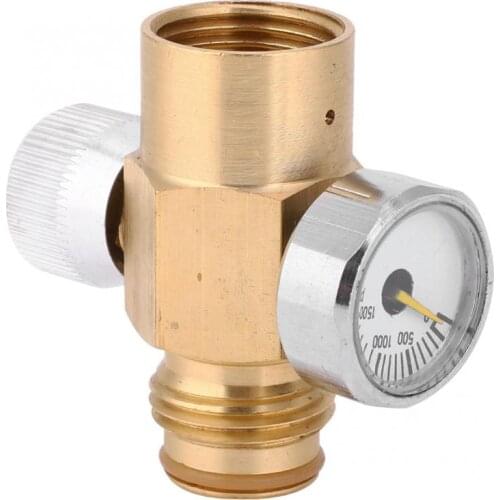 Brass Switch Valve with Gauge Inner Thread Co2 Tank On/Off Valve 1500 Psi Gauge Paintball Gear Accessories